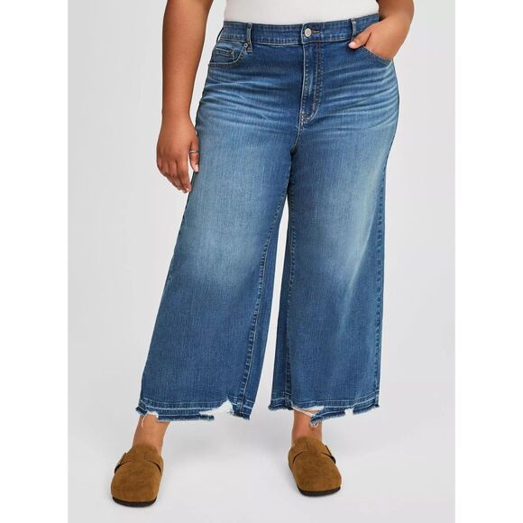 TORRID HIGH RISE WIDE LEG ANKLE CROP WITH VINTAGE STRETCH SIZE 16 - Picture 3 of 8